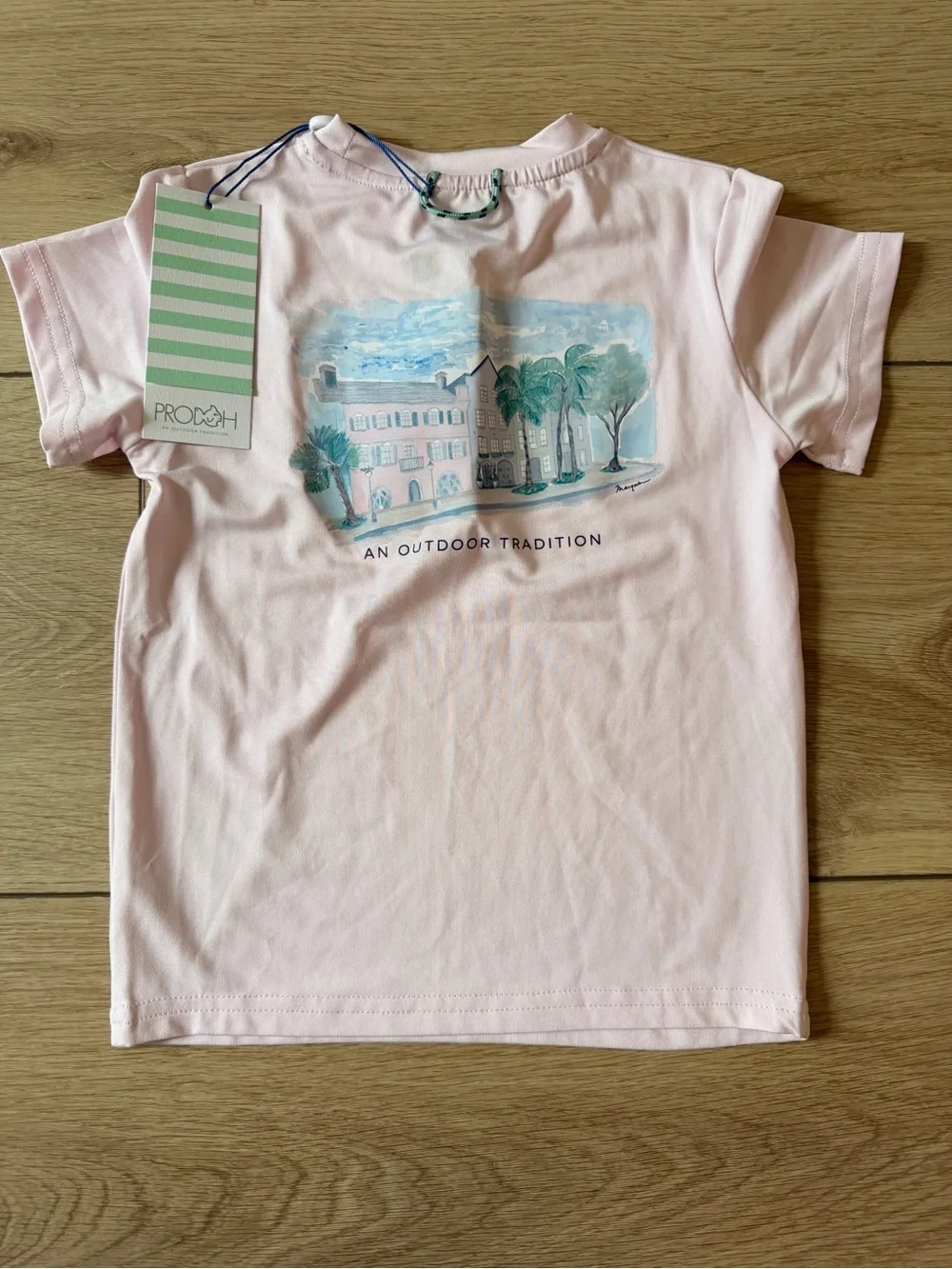 Prodoh Kids Light Pink Short-Sleeve Swim Coverup Tee with Fish Motif